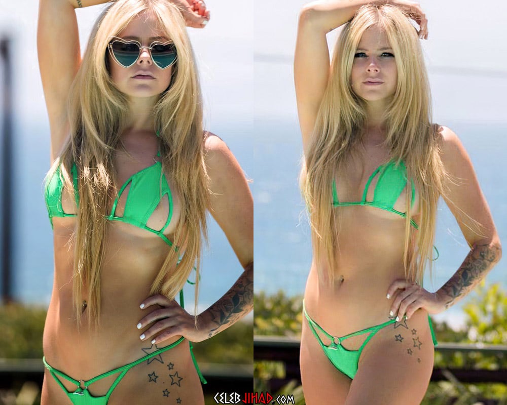 Avril Lavigne Nipple Slip Bikini Pics