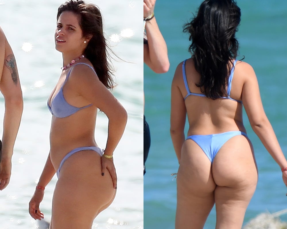 Camila Cabello flaunts her fat latina butt cheeks while on the beach in a t...