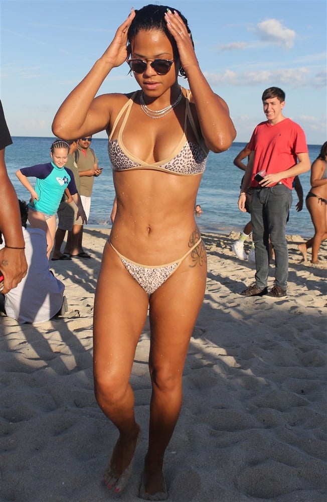 Christina Milian Terrorizes Miami Beach With Her Trashy Ass In A Thong Bikini
