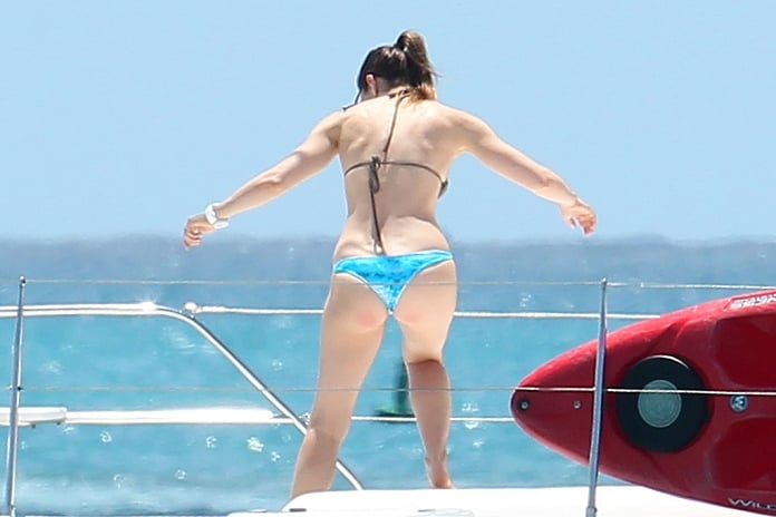 Jessica Biel On A Boat In A Thong Bikini