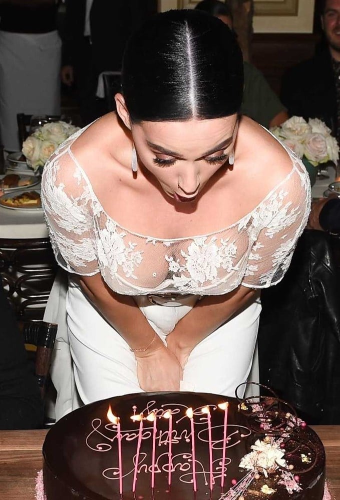 Katy Perry Bent Over Showing Massive Cleavage For Her B-Day