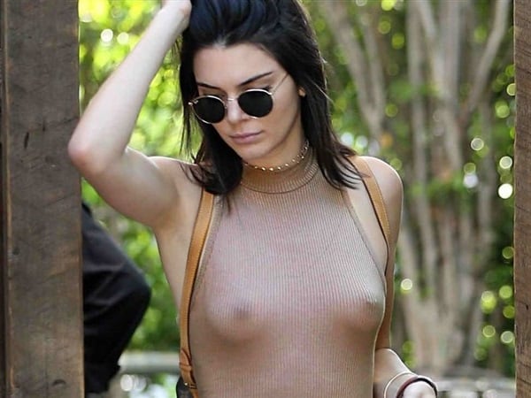 Kendall Jenner In A Tight Dress With Her Hard Nips Poking Out