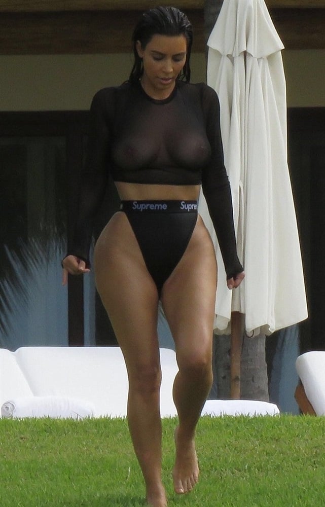 Kim Kardashian Shows Off Her Boobs In A Completely See Thru Top