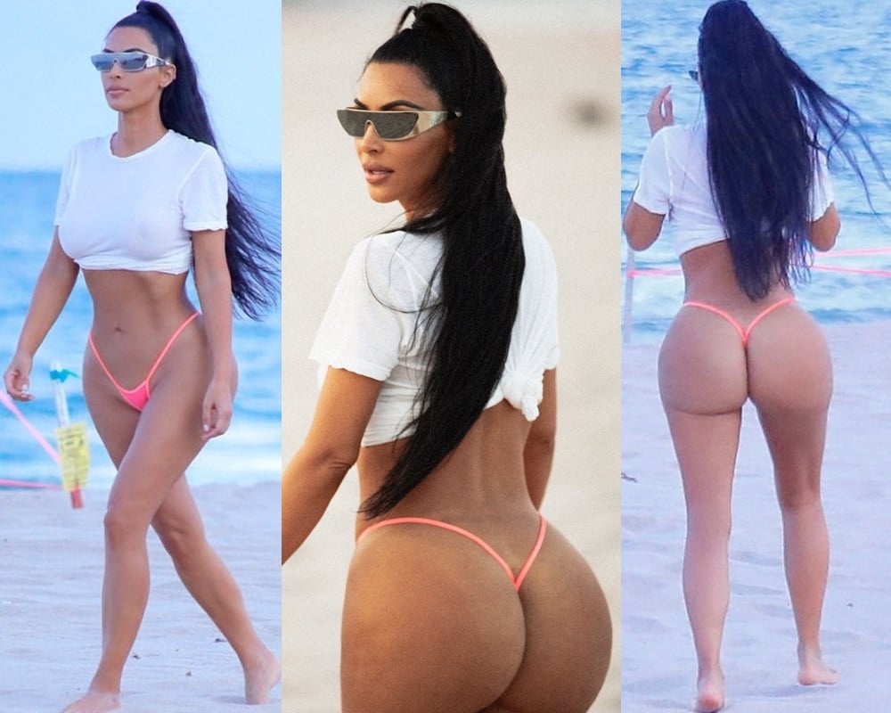 Kim Kardashian ass g-string