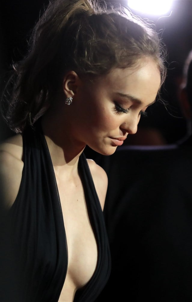 Lily-Rose Depp Deep Cleavage In A Low Cut Dress