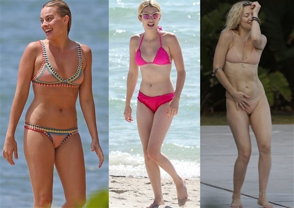 Margot Robbie Emma Roberts Kate Hudson bikini