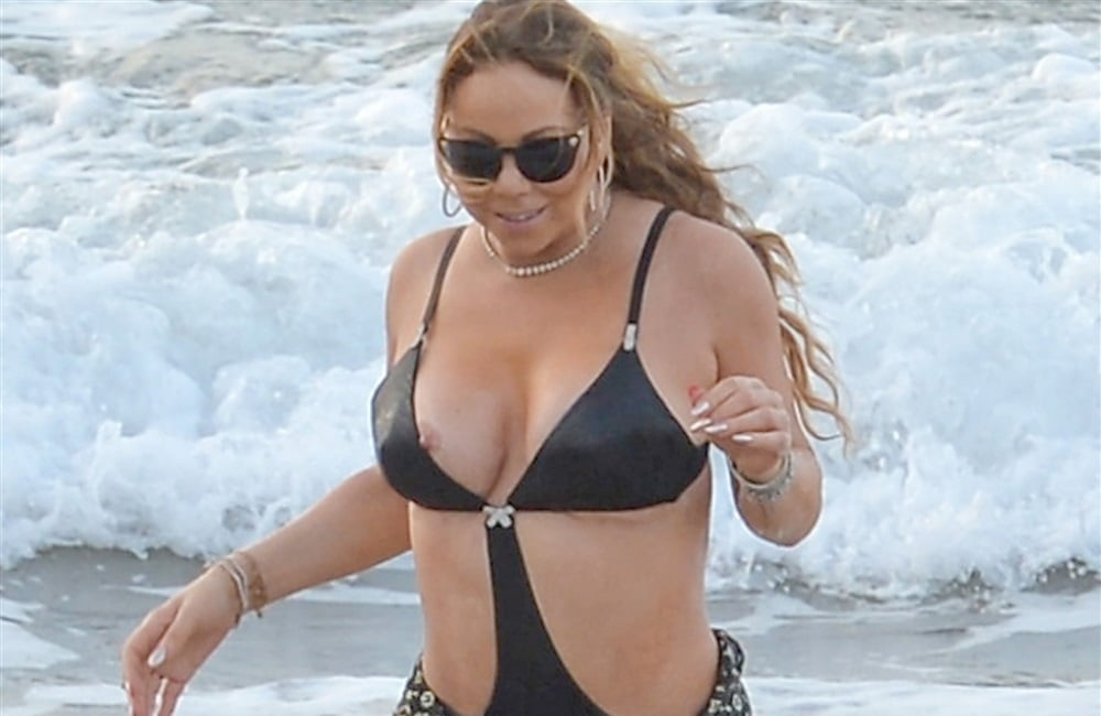 Mariah Carey Nip Slip In A Swimsuit At The Beach 3325