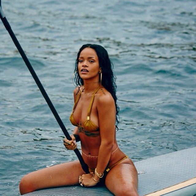 Rihanna Paddleboarding In A Bikini