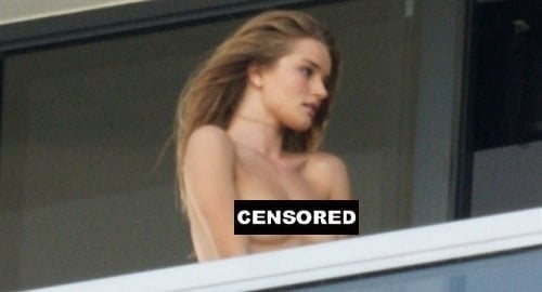 Rosie Huntington-Whiteley Topless In A Thong