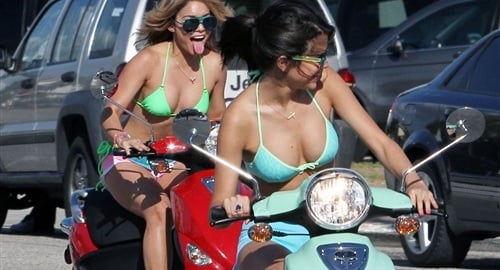 Selena Gomez Slutty Bikini On A Scooter Pics