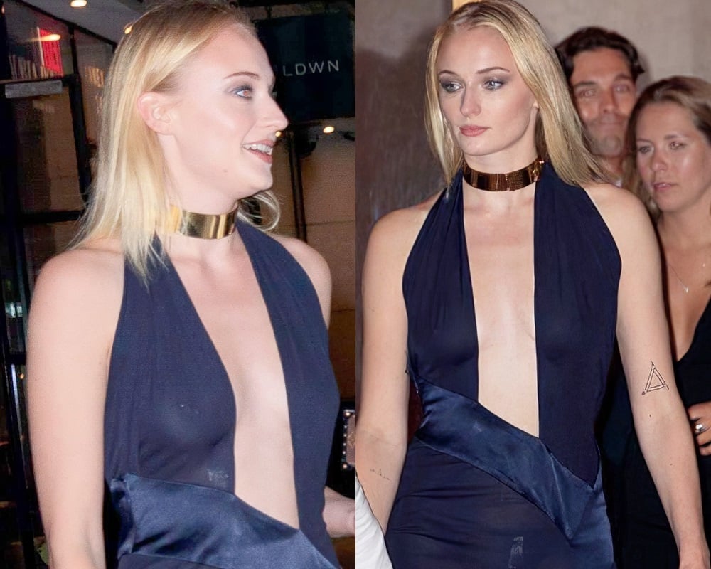 Sophie Turner S Pierced Nipples In A See Thru Dress