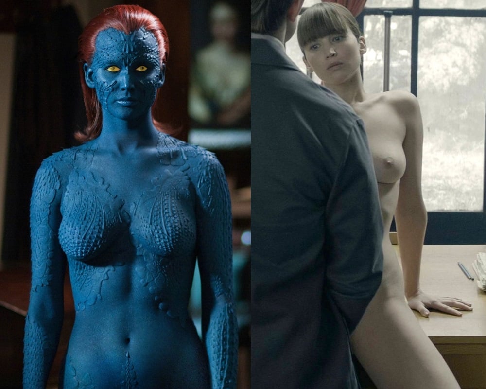Jennifer Lawrence plays the shape-shifting demon "Mystique" in th...
