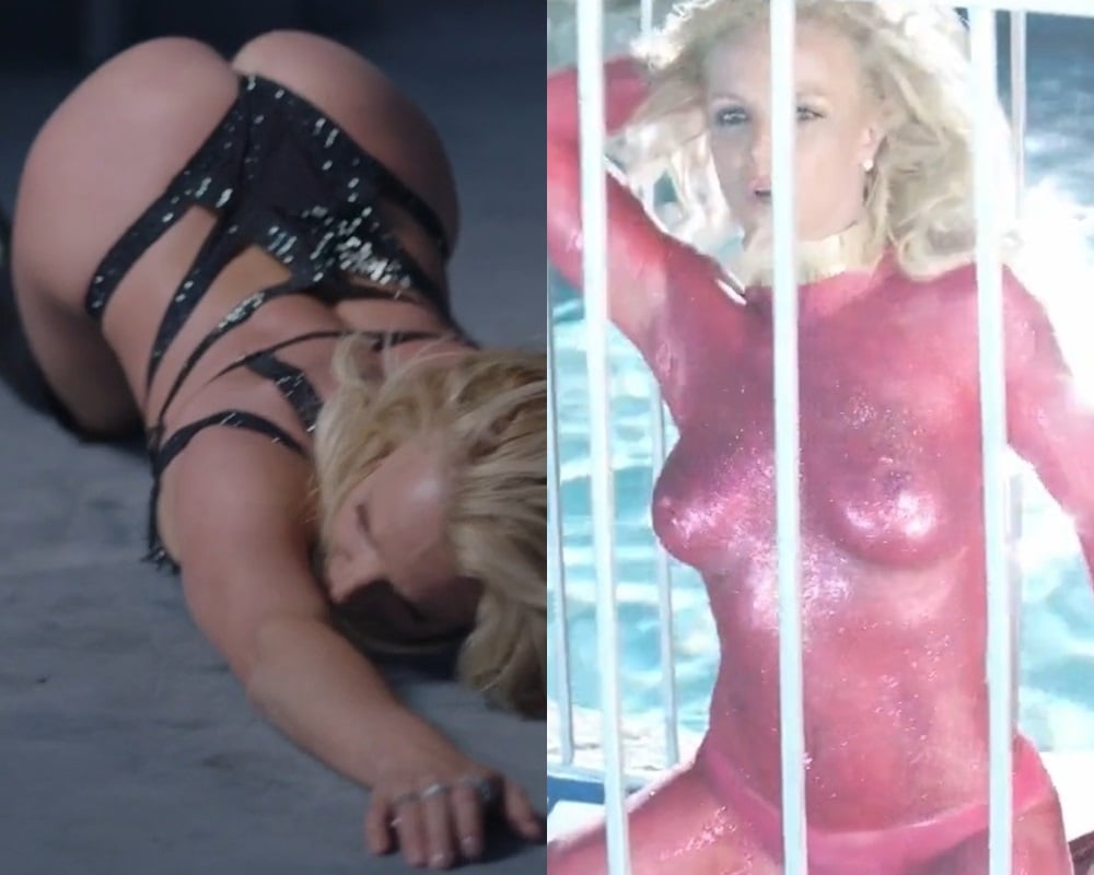 pop star Britney Spears shows off her tits and ass in the previously unrele...