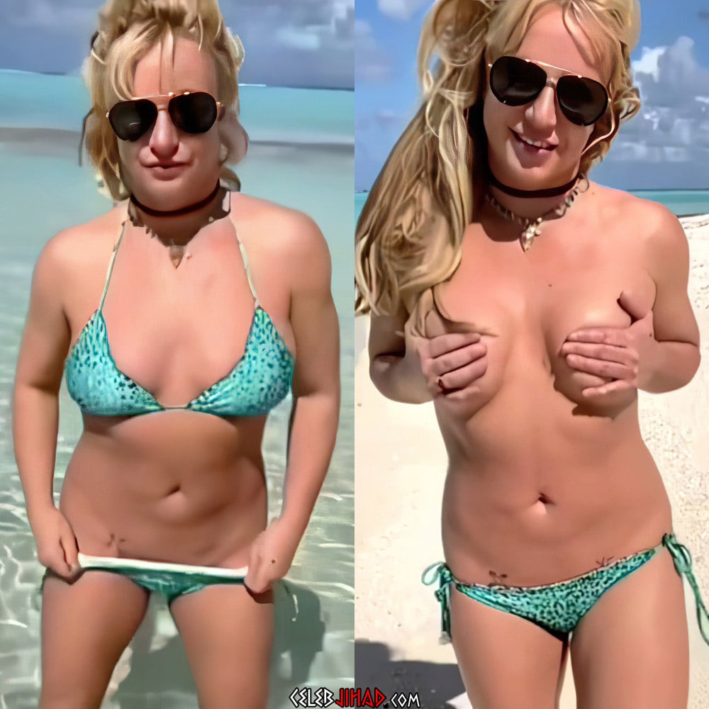 Britney Spears Rinses Her Nude Tits In The Ocean