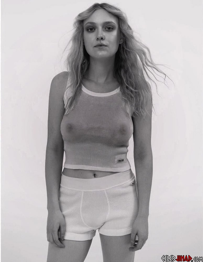 Dakota Fanning’s New Tits In A See Through Top