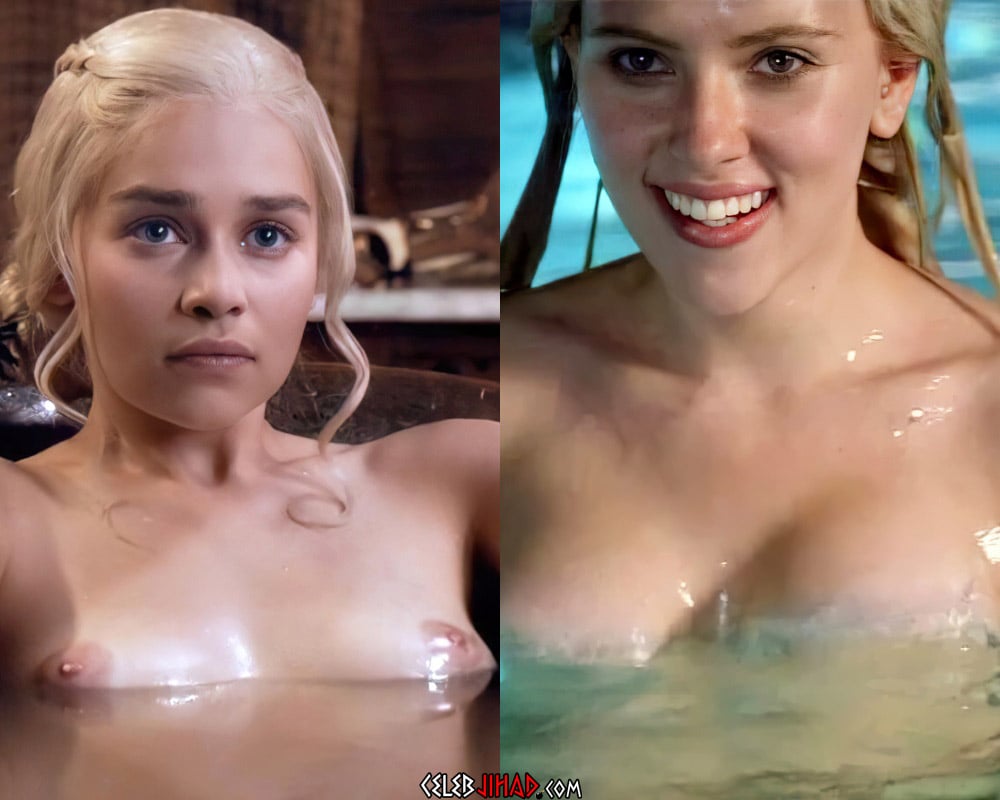Scarlett Johansson And Emilia Clarke Nude Interracial Threesome Sex Scene