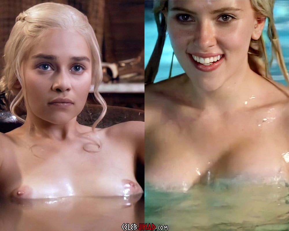 Scarlett Johansson And Emilia Clarke Nude Interracial Threesome Sex Scene image picture