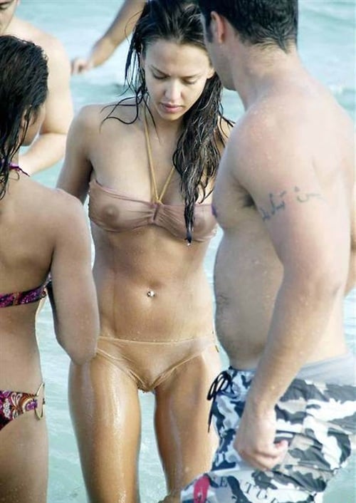 Jessica Alba Wears Completely See Through Bikini
