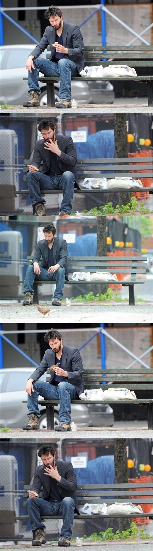 Keanu Reeves eats bird