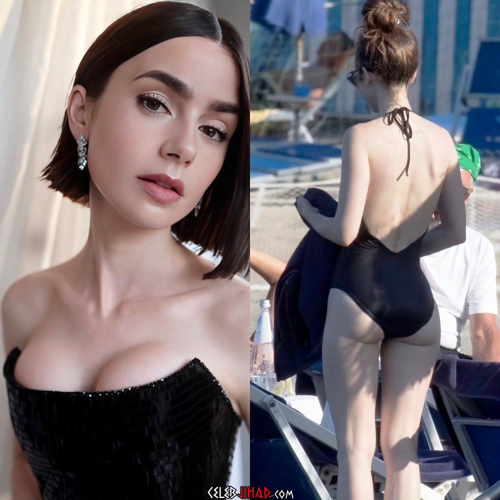 Lily Collins tits ass