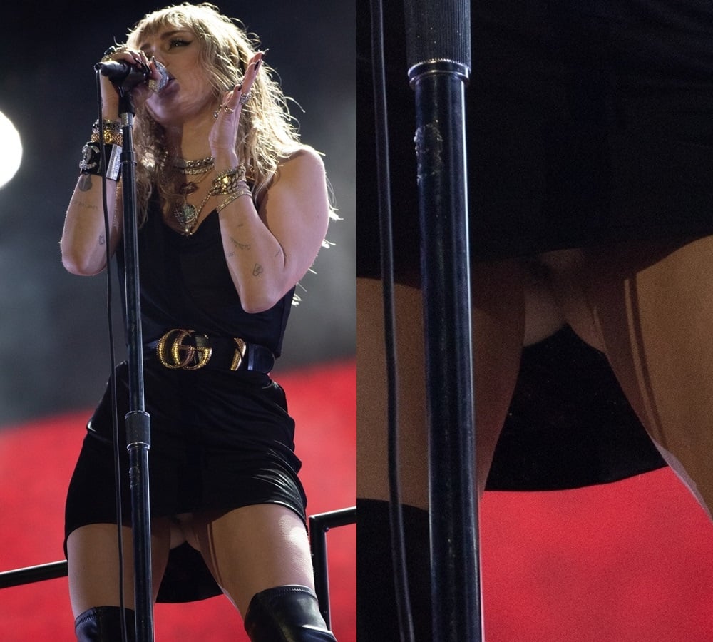 Miley Cyrus Upskirt Panties And Tampon String
