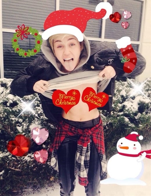 Miley Cyrus Flashes For Christmas