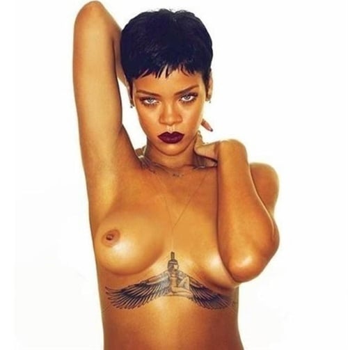 Rihanna Poses Topless For Album Cover 