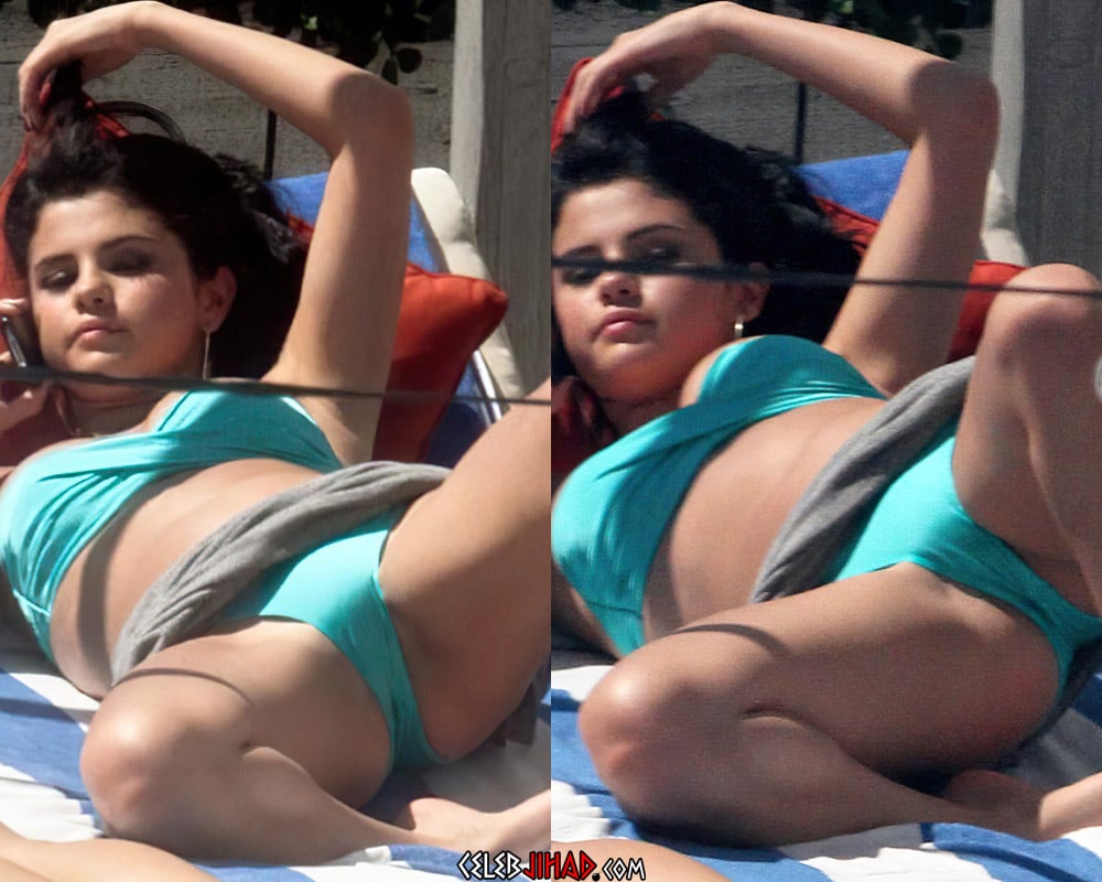 Selena Gomez Bikini Pussy Lips Slip