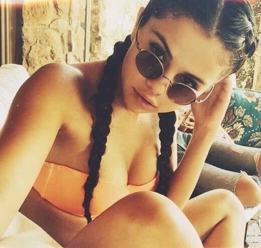 Selena Gomez Posts Tight Bikini Top Cleavage Pic
