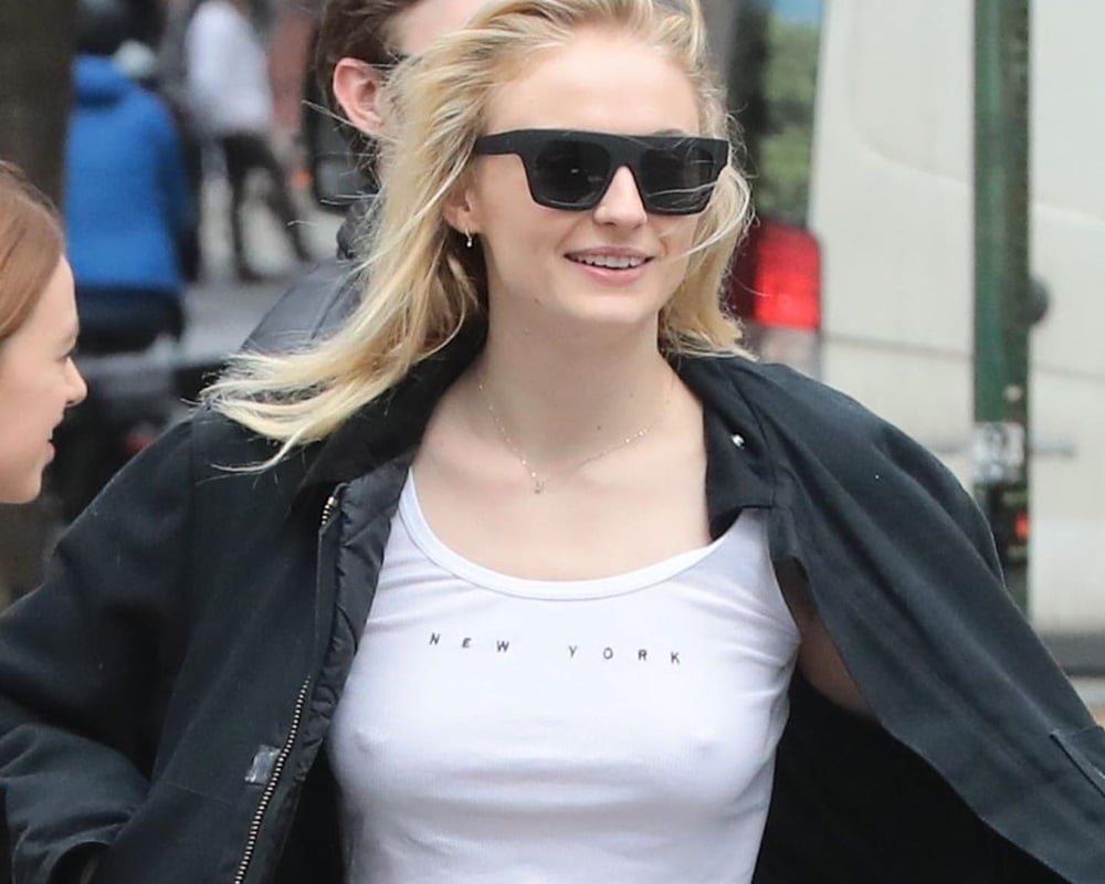 Sophie Turner Jiggles Her Tits And Pierced Nipples