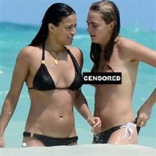 Michelle Rodriguez And Cara Delevingne Kissing Topless On The Beach