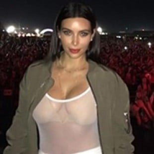 Kim Kardashian Shows Her Nipples While In A Wet T-Shirt And Thong Bikini