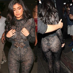 Kylie Jenner Flaunting Her Booty In A Lace Jumpsuit