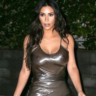 Kim Kardashian’s Boobs Out In A See Thru Dress