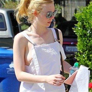 Elle Fanning Braless Nip Slip Photos