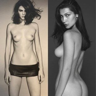 Kendall Jenner And Bella Hadid Nude Black & White Outtakes.