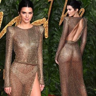 Kendall Jenner Shows Her Tits And Ass In A See Thru Dress