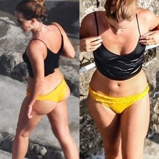 Emma Watson Booty Cheeks In A Thong Bikini