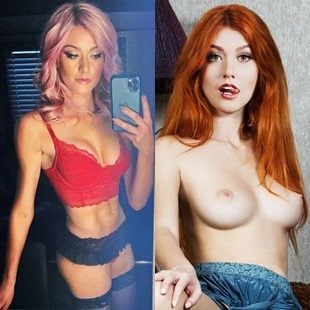 Katherine McNamara Lingerie Lesbianism And Redheaded Topless Photo.