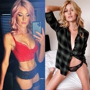 Katherine McNamara Lingerie Lesbianism And Redheaded Topless Photo