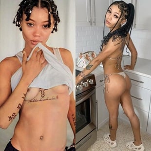 Rapper Coi Leray shows off her nude nipples on top of her mocha mammaries i...