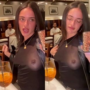 Luna Blaise Exposes Her Breast In A Restaurant