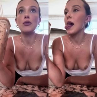 Millie Bobby Brown Nude Tits Slip While Streaming