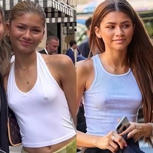 Zendaya Parading Her Rock Hard Nipple Pokies Out In Public