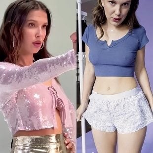 Millie Bobby Brown Side Boob And Nip Pokies Modeling