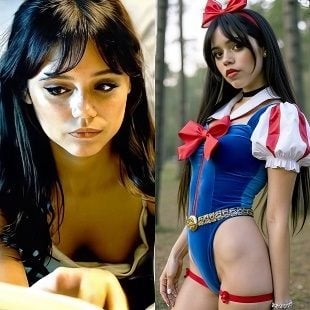 Jenna Ortega Deep Cleavage Outtake And Naughty Snow White Cosplay