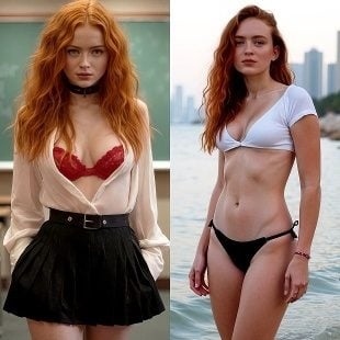 Sadie Sink Naughty School Girl Cosplay And Bikini Modeling