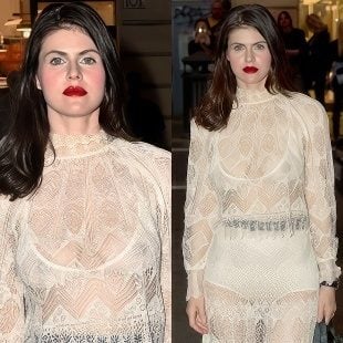 Alexandra Daddario Flaunts Her Nipples In A See-Thru Bra In Rome