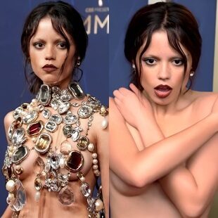 Jenna Ortega Jewel Dress Wardrobe Malfunction